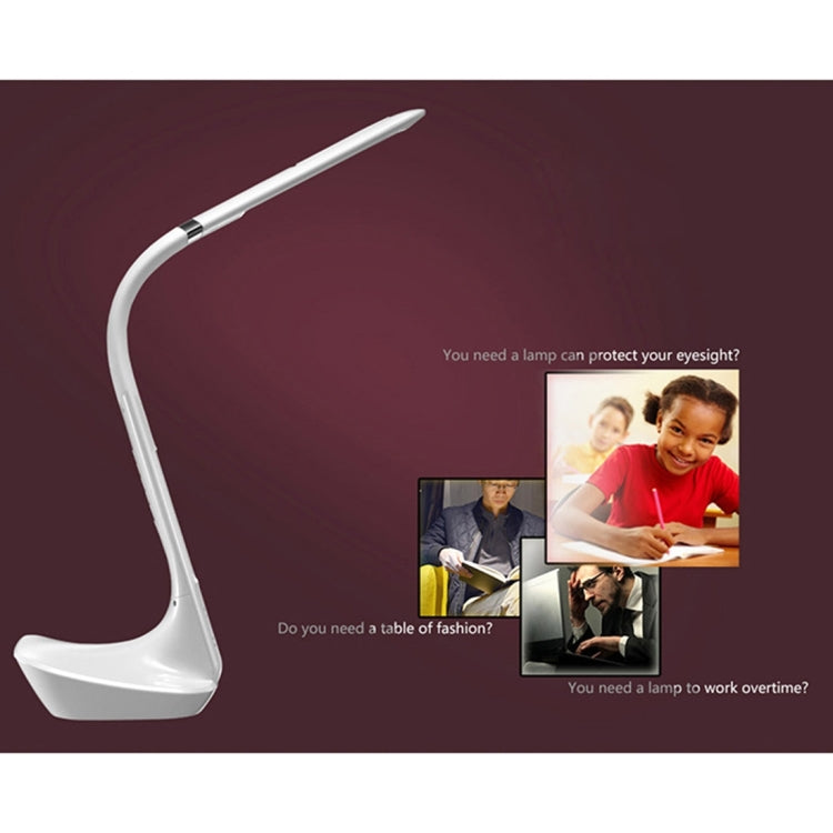 H1 10W 5-grade Brightness LED Desk Lamp , AC 100-240V 450 LM Touch Dimmer Flexible Rotating Shaft Lamp Arm with Calendar Display(White)