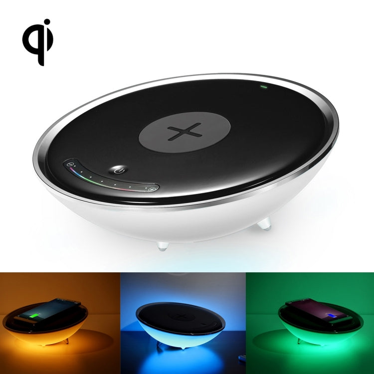 U1 QI Standard Wireless Charge Hemisphere Shaped Colorful Night Light , Multi-function Atmosphere Light for iPhone, Galaxy, Huawei, Xiaomi, LG, HTC and Other Smart Phones,  Used in Support QI Standard Phones, US/EU Plug(White)