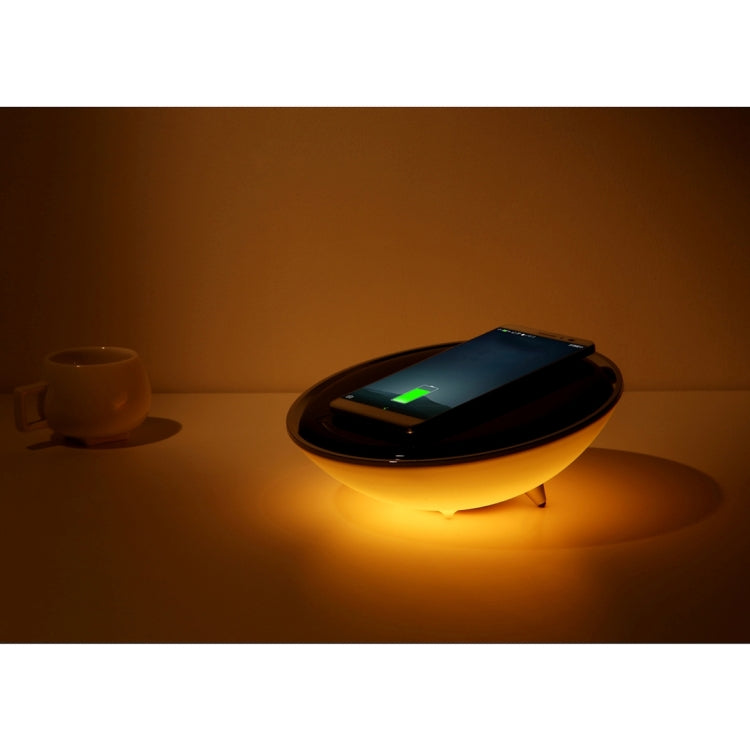U1 QI Standard Wireless Charge Hemisphere Shaped Colorful Night Light , Multi-function Atmosphere Light for iPhone, Galaxy, Huawei, Xiaomi, LG, HTC and Other Smart Phones,  Used in Support QI Standard Phones, US/EU Plug(White)