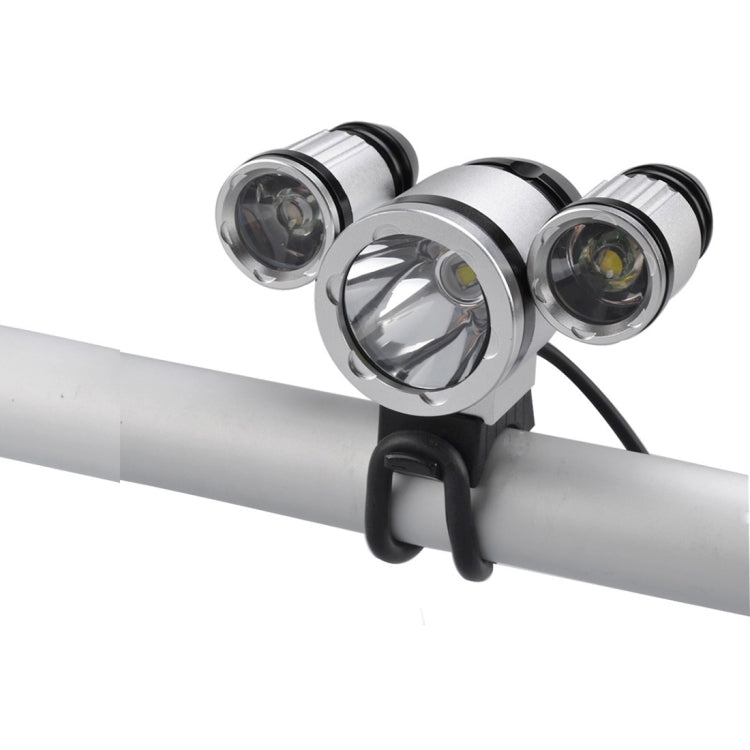 RichFire SF-530 3 LEDs 2730 LM CREE XML-T6 Cool White LED Bicycle Headlamp with Strong / Middle / Low / Stepless Dimming Modes(Black + Silver)