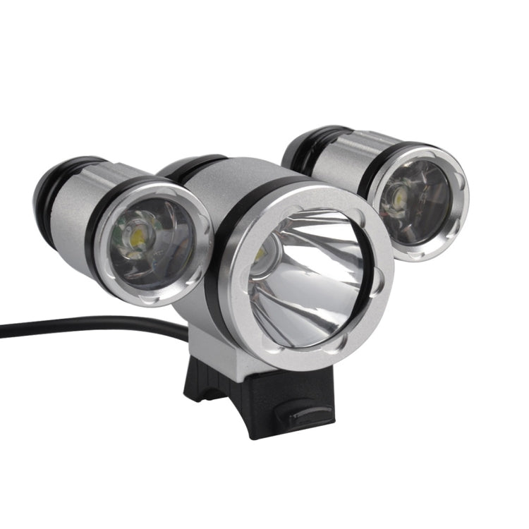 RichFire SF-530 3 LEDs 2730 LM CREE XML-T6 Cool White LED Bicycle Headlamp with Strong / Middle / Low / Stepless Dimming Modes(Black + Silver)
