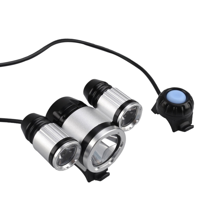 RichFire SF-530 3 LEDs 2730 LM CREE XML-T6 Cool White LED Bicycle Headlamp with Strong / Middle / Low / Stepless Dimming Modes(Black + Silver)