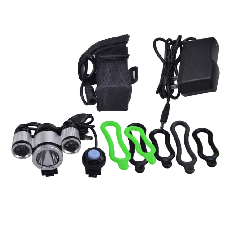 RichFire SF-530 3 LEDs 2730 LM CREE XML-T6 Cool White LED Bicycle Headlamp with Strong / Middle / Low / Stepless Dimming Modes(Black + Silver)