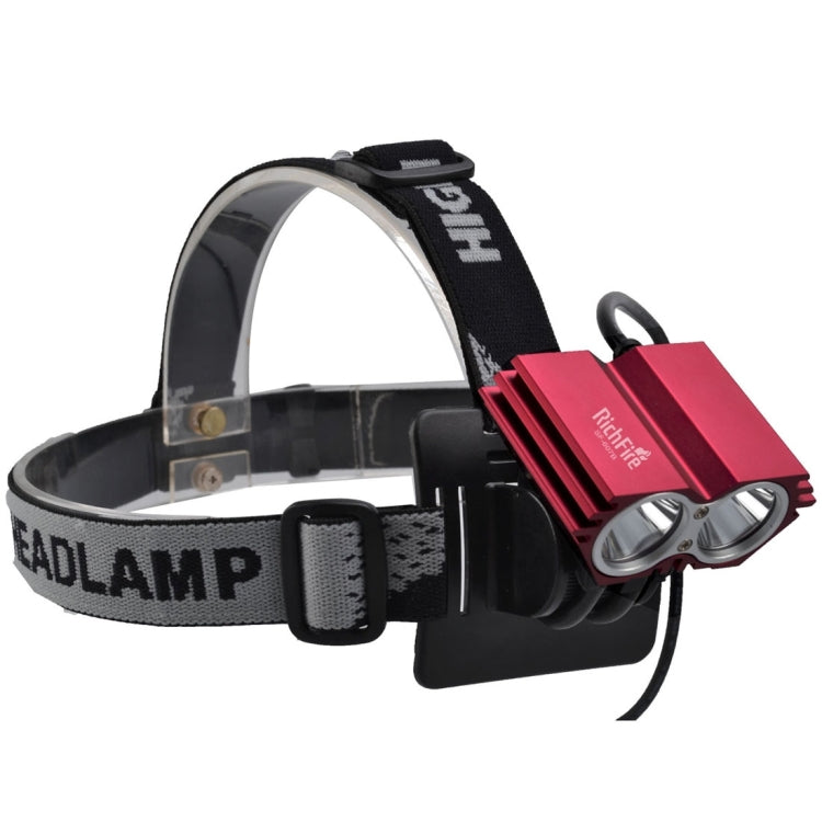 RichFire SF-607B 2 LEDs 2000 LM CREE XML-T6 Cool White LED Eagle Eye Bicycle Headlamp with Strong / Middle / Low / Fast Strobe Modes(Red)