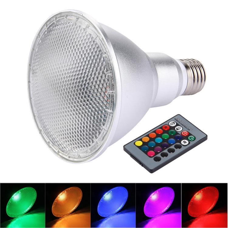 E27 10W PAR30 RGB LED Light Bulb , with 24 Keys Remote Controller, AC 85-260V
