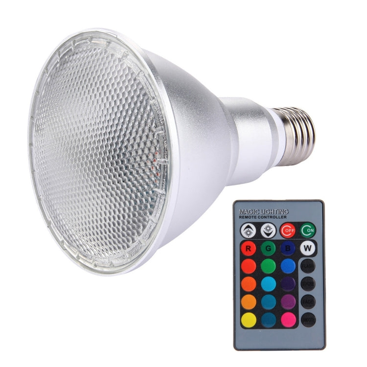 E27 10W PAR30 RGB LED Light Bulb , with 24 Keys Remote Controller, AC 85-260V