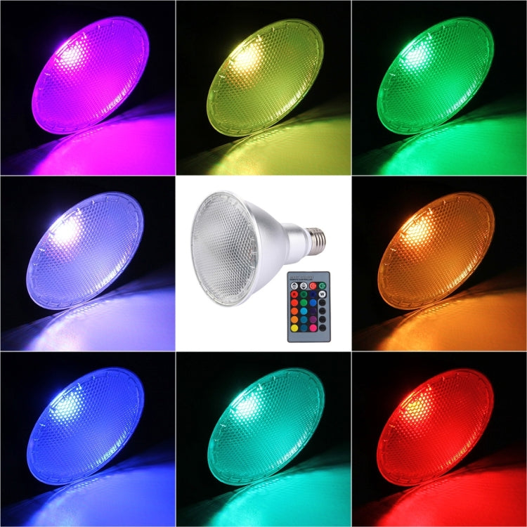 E27 10W PAR30 RGB LED Light Bulb , with 24 Keys Remote Controller, AC 85-260V