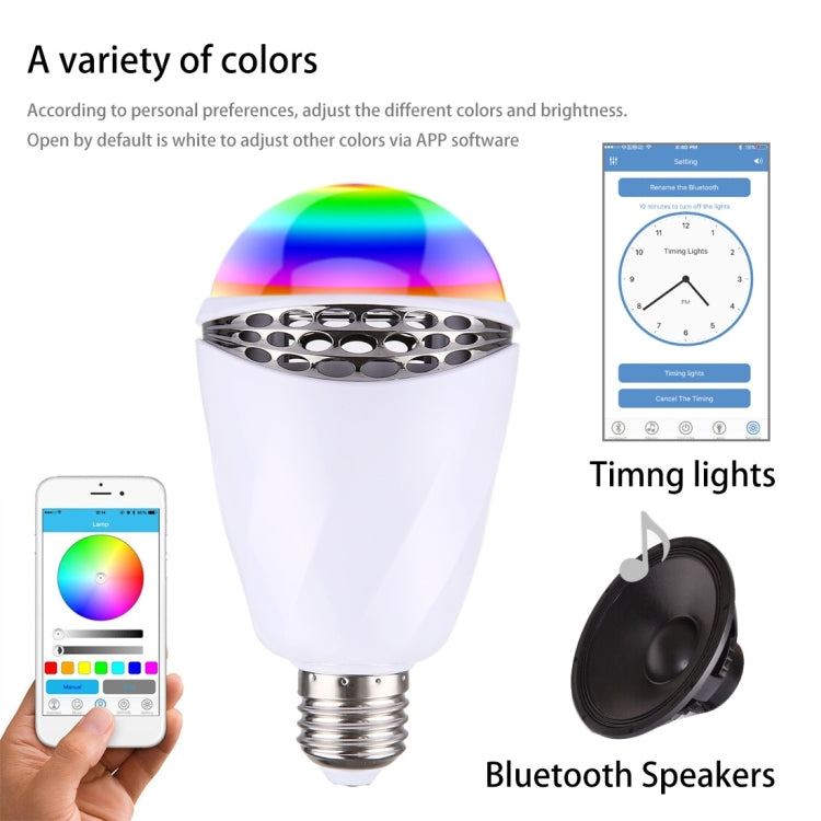 E27 Bluetooth 4.0 Smart RGB LED Speaker Bulb, For iPhone 4s and Later with iOS 7 and Later Version / Android 2.3.3 and Later Version, Effective Bluetooth Distance: About 10m