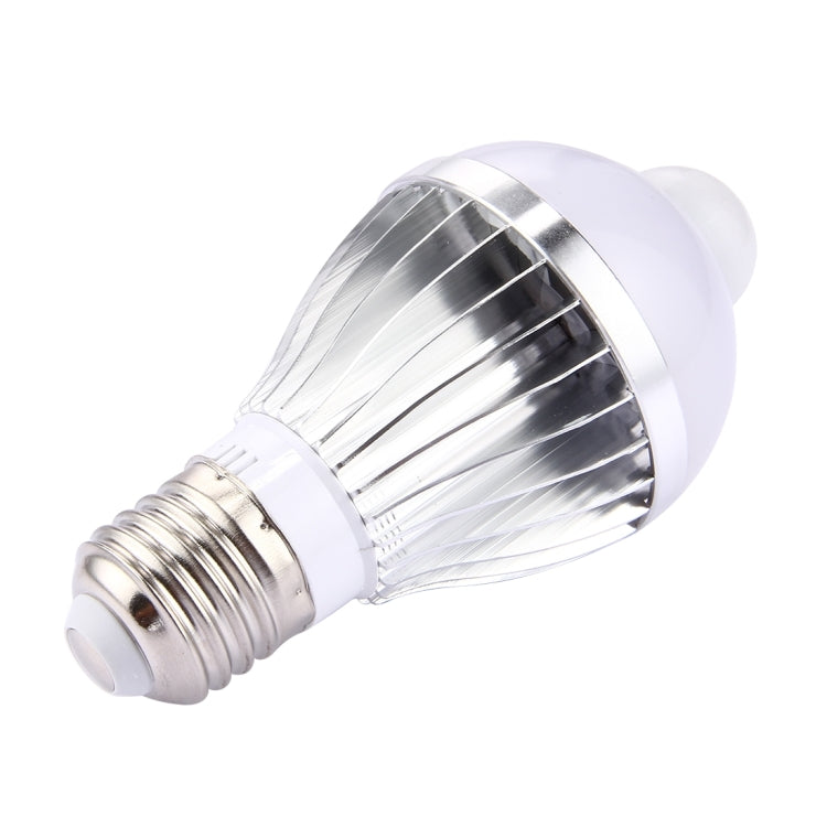 E27 5W Infrared Motion Sensor White Light LED Light Bulb, Aluminum Shell 10 LEDs SMD5730 450 LM, AC 85-265V