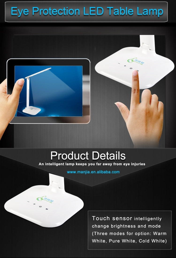 T9 4W SMD 5050 5-grade Brightness Folding LED Desk Lamp, 14 LEDs Touch Dimmer Eye Protection, DC 5V(White)