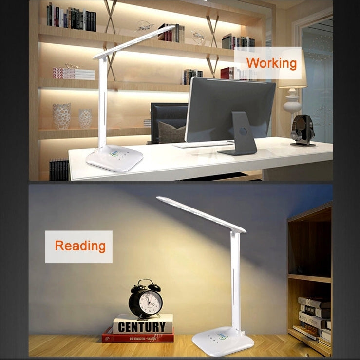 T9 4W SMD 5050 5-grade Brightness Folding LED Desk Lamp, 14 LEDs Touch Dimmer Eye Protection, DC 5V(White)