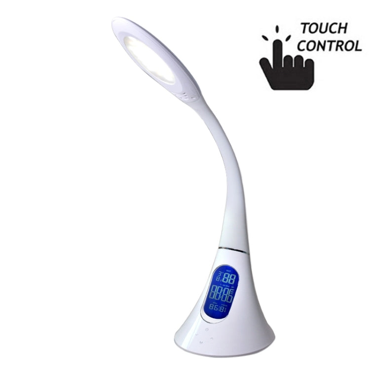 T31 7W SMD 2835 7-grade Brightness LED Desk Lamp , 33 LEDs Touch Dimmer Flexible Goose Neck Eye Protection Light with Calendar Temperature Time Date LCD Screen, DC 5V(White)