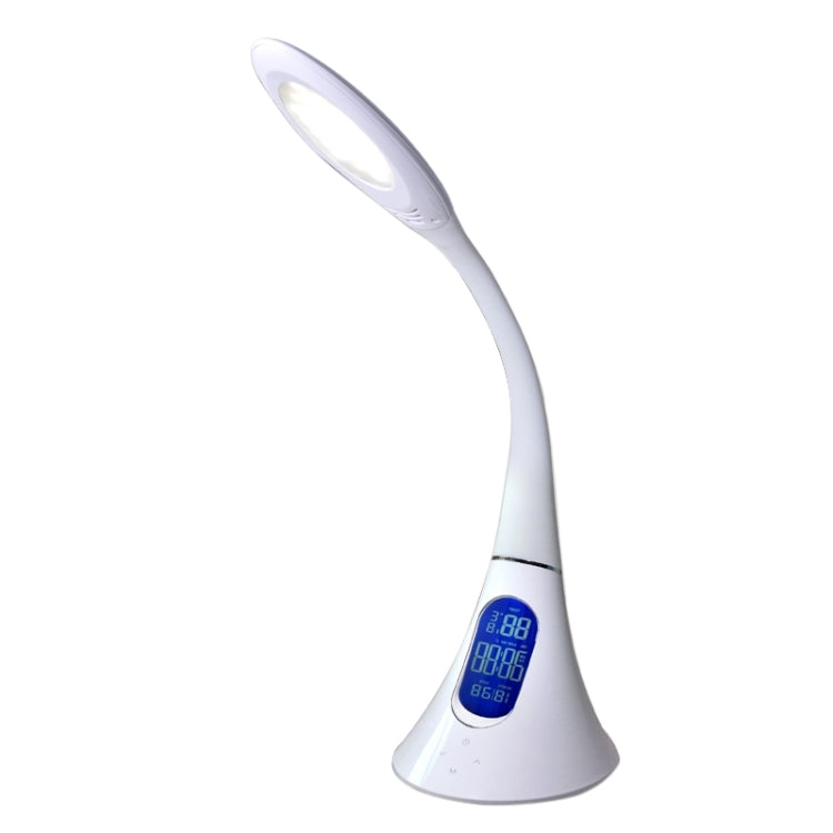 T31 7W SMD 2835 7-grade Brightness LED Desk Lamp , 33 LEDs Touch Dimmer Flexible Goose Neck Eye Protection Light with Calendar Temperature Time Date LCD Screen, DC 5V(White)