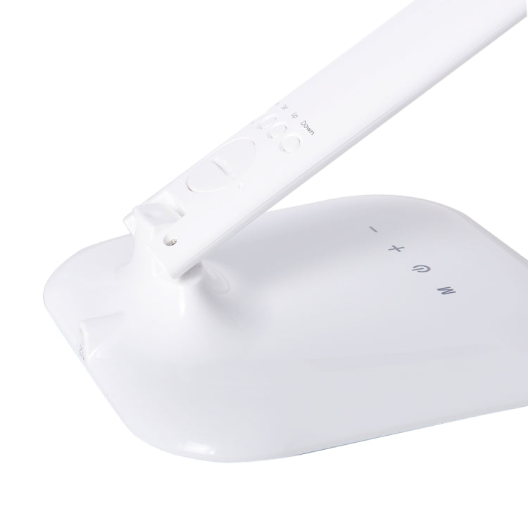 T32 4W SMD 5050 5-grade Brightness LED Desk Lamp, 14 LEDs Touch Dimmer Eye Protection Light with Calendar Temperature Time Date LCD Screen, DC 5V(White)