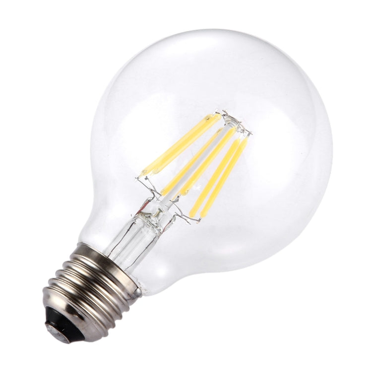 G80 E27 6W Transparent Retro Warm White LED Filament Light , 6 LEDs 480 LM 2700K Energy Saving Bulb, AC 85-265V