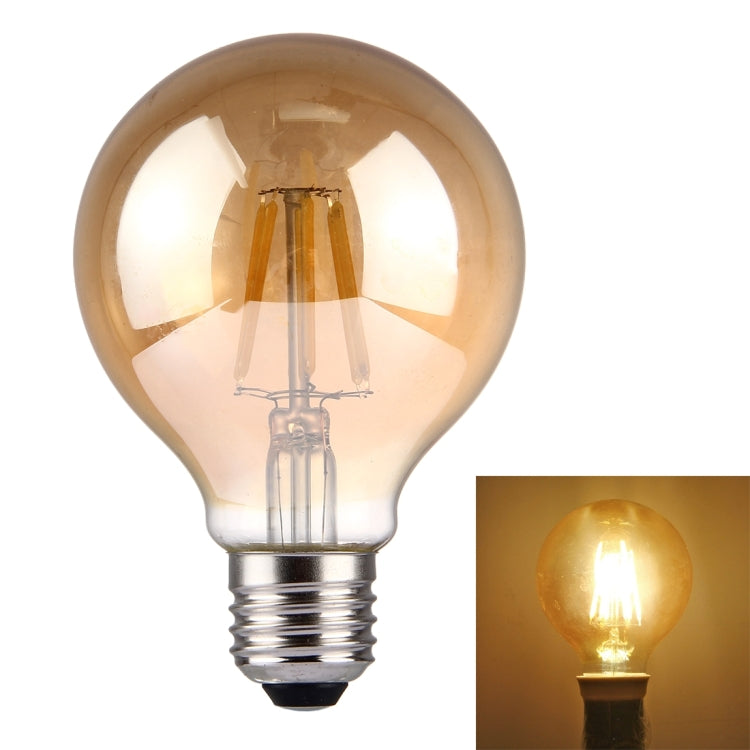 G80 E27 6W Tawny Retro Warm White LED Filament Light , 6 LEDs 480 LM 2300K Energy Saving Bulb, AC 85-265V