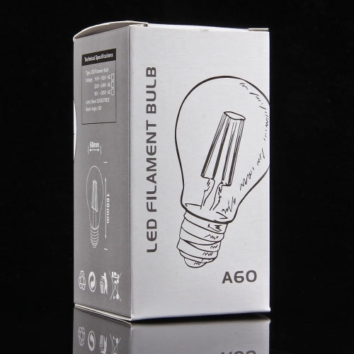 E27 4W Dimmable Retro Warm White LED Filament Light, 4 LEDs 320 LM Energy Saving Bulb for Halls, AC 220V