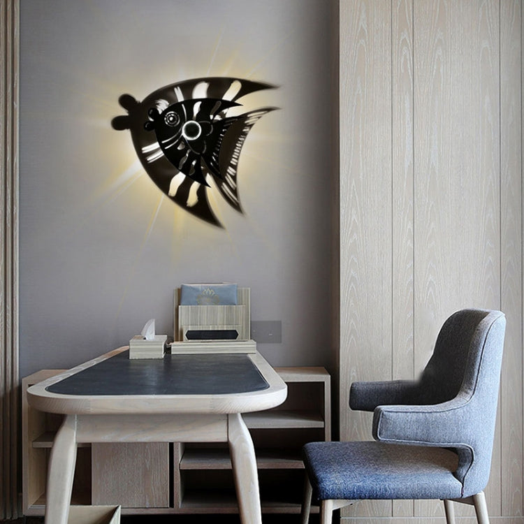 E14 5W Fish Shape Warm White LED Wall Light , Creative Simple Acrylic Shadow for Bedroom, Living Room, Diameter: 28cm, AC 110-220V