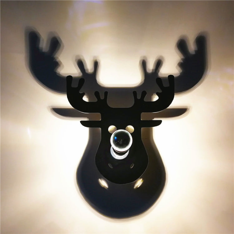 E14 5W Elk Shape Warm White LED Wall Light, Creative Simple Acrylic Shadow for Bedroom, Living Room, Diameter: 28cm, AC 110-220V(Black)
