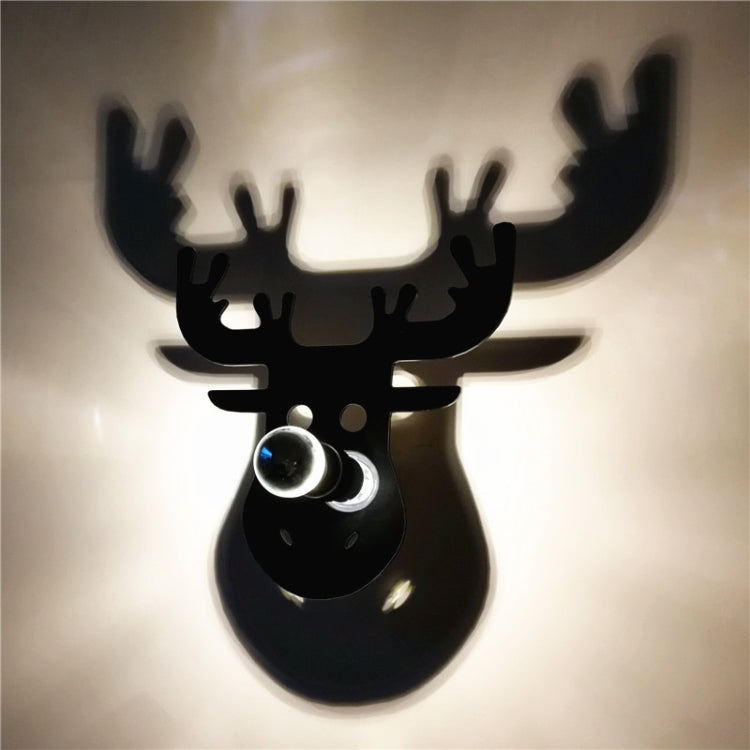 E14 5W Elk Shape Warm White LED Wall Light, Creative Simple Acrylic Shadow for Bedroom, Living Room, Diameter: 28cm, AC 110-220V(Black)