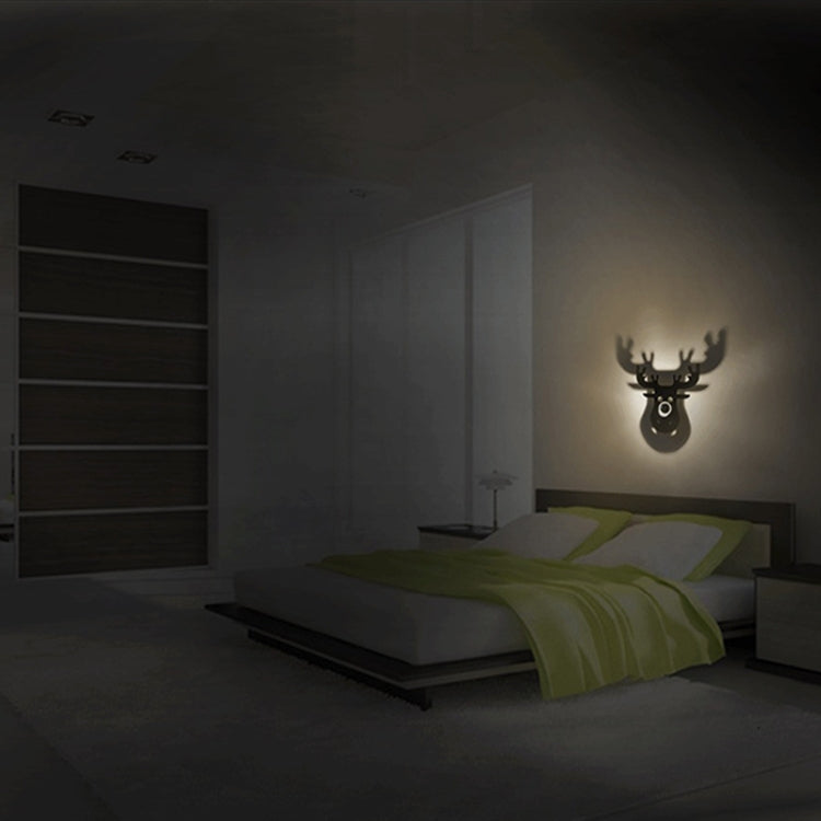 E14 5W Elk Shape Warm White LED Wall Light, Creative Simple Acrylic Shadow for Bedroom, Living Room, Diameter: 28cm, AC 110-220V(Black)