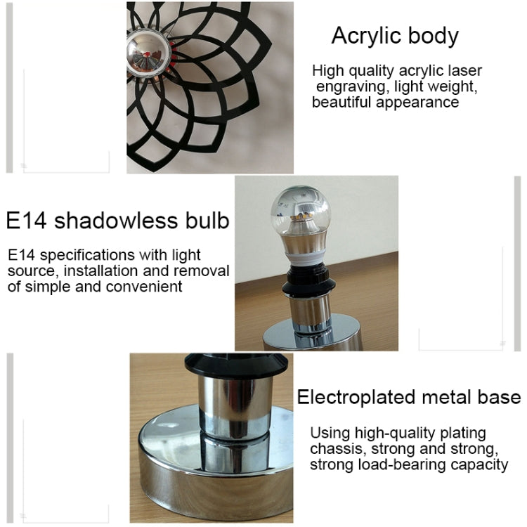 E14 5W Silk Flower Shape Warm White LED Wall Light, Creative Acrylic Hollow Shadow for Bedroom, Living Room, Diameter: 28cm, AC 110-220V
