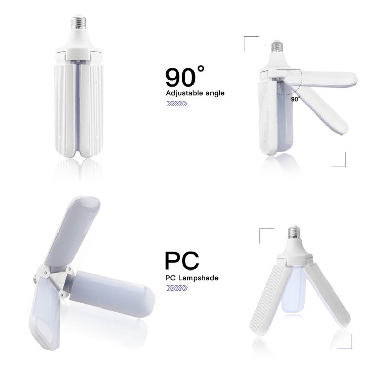 E27 45W AC 86-256V 2800LM Multi-function Adjustable Fan Blade Led Bulb