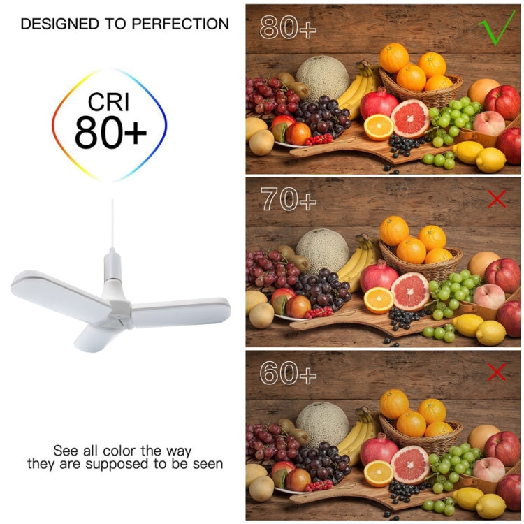 E27 45W AC 86-256V 2800LM Multi-function Adjustable Fan Blade Led Bulb