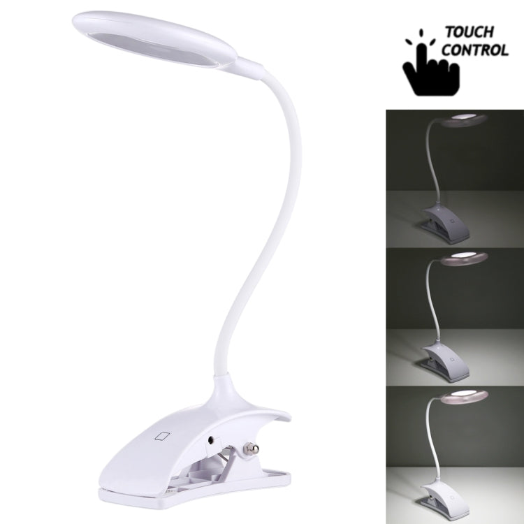 YOUSHIMEI YSM-A08 3W SMD 2835 3-grade Brightness LED Hose Desk Lamp , 16 LEDs 4000K Touch Dimmer USB Charging Eye Protection Light with Clip, Hose Length: 20cm, DC 5V