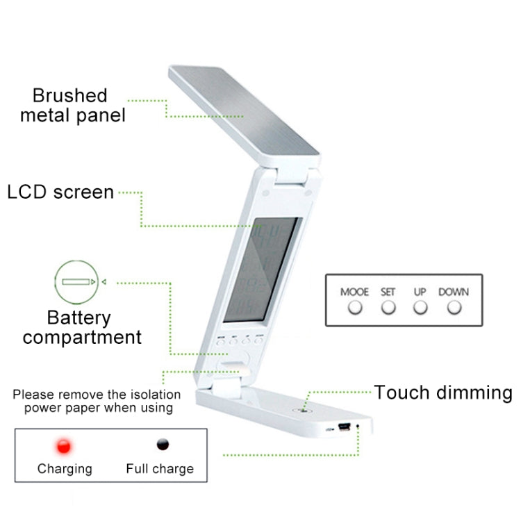 LED Desk Lamp Folding Touch Adjust USB Charging Eye Protection Table Lamp(Blue)