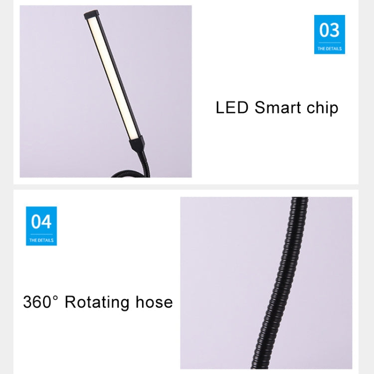 LED Desk Lamp 8W Folding Adjustable USB Charging Eye Protection Table Lamp, USB Charge Version + Power Plug