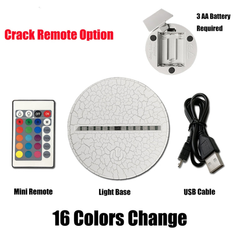 Baseball Sport Shape 3D Colorful LED Vision Light Table Lamp, Crack Remote Control Version