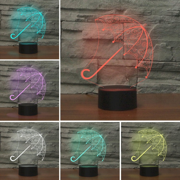 Umbrella Shape 3D Colorful LED Vision Light Table Lamp, USB Touch Version
