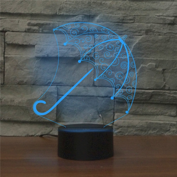 Umbrella Shape 3D Colorful LED Vision Light Table Lamp, Crack Remote Control Version