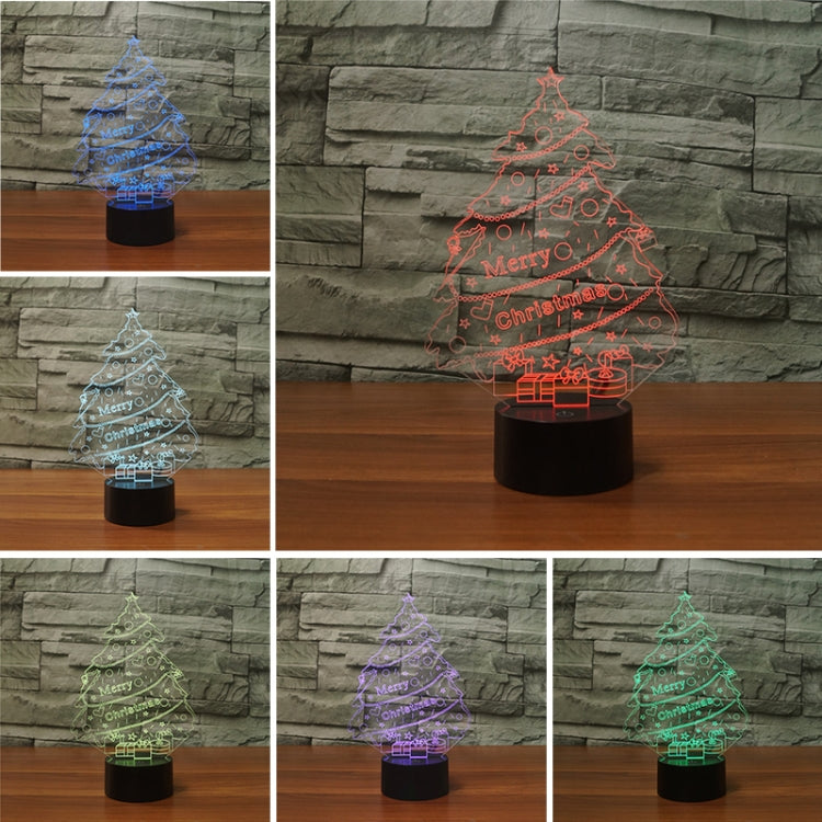 Christmas Tree Shape 3D Colorful LED Vision Light Table Lamp, 16 Colors Remote Control Version