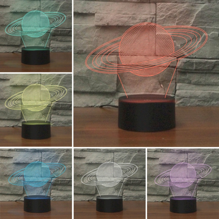 Saturn Shape 3D Colorful LED Vision Light Table Lamp, 16 Colors Remote Control Version