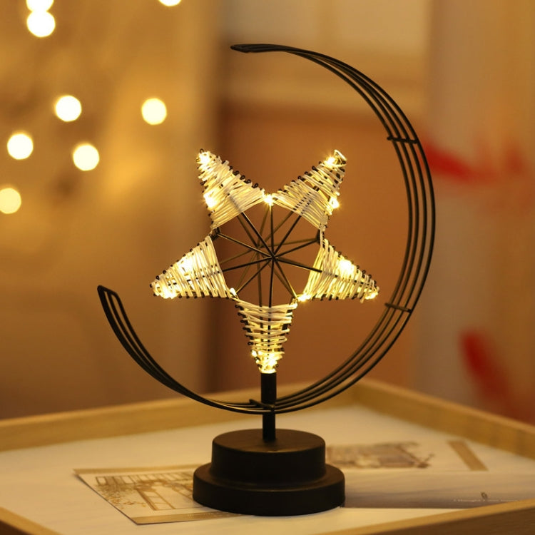 Star Moon Shape Iron Night Light Decorative Light, USB Version