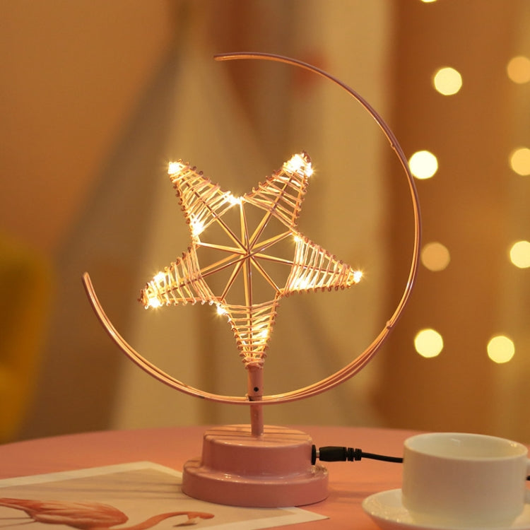 Star Moon Shape Iron Night Light Decorative Light, USB Version