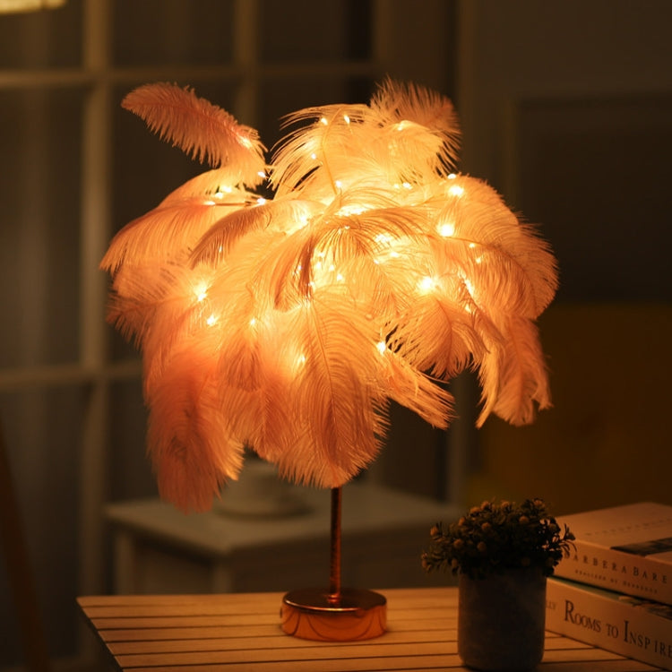 Creative Bedroom Feather Table Lamp Night Light Decorative Light
