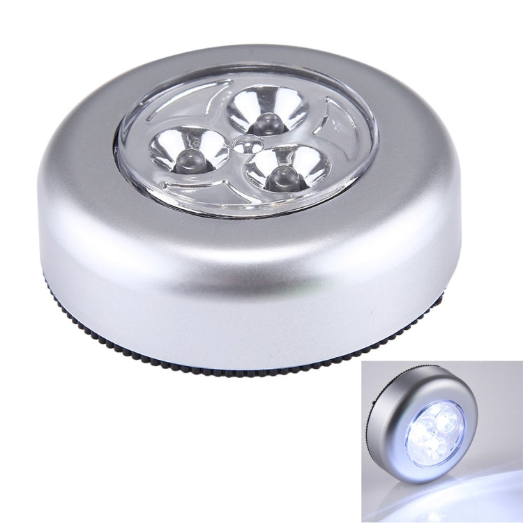 Round Shape White Light Patted LED Light, 3 LEDs Touch Car Ceiling Wall / Cabinet Light Night Light