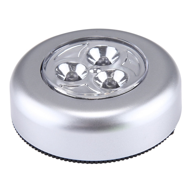 Round Shape White Light Patted LED Light, 3 LEDs Touch Car Ceiling Wall / Cabinet Light Night Light