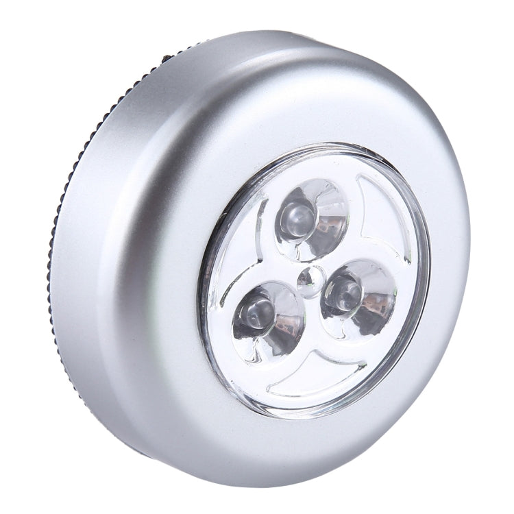 Round Shape White Light Patted LED Light, 3 LEDs Touch Car Ceiling Wall / Cabinet Light Night Light