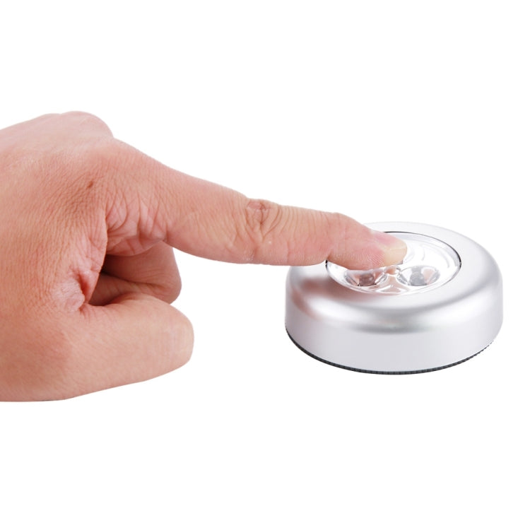 Round Shape White Light Patted LED Light, 3 LEDs Touch Car Ceiling Wall / Cabinet Light Night Light