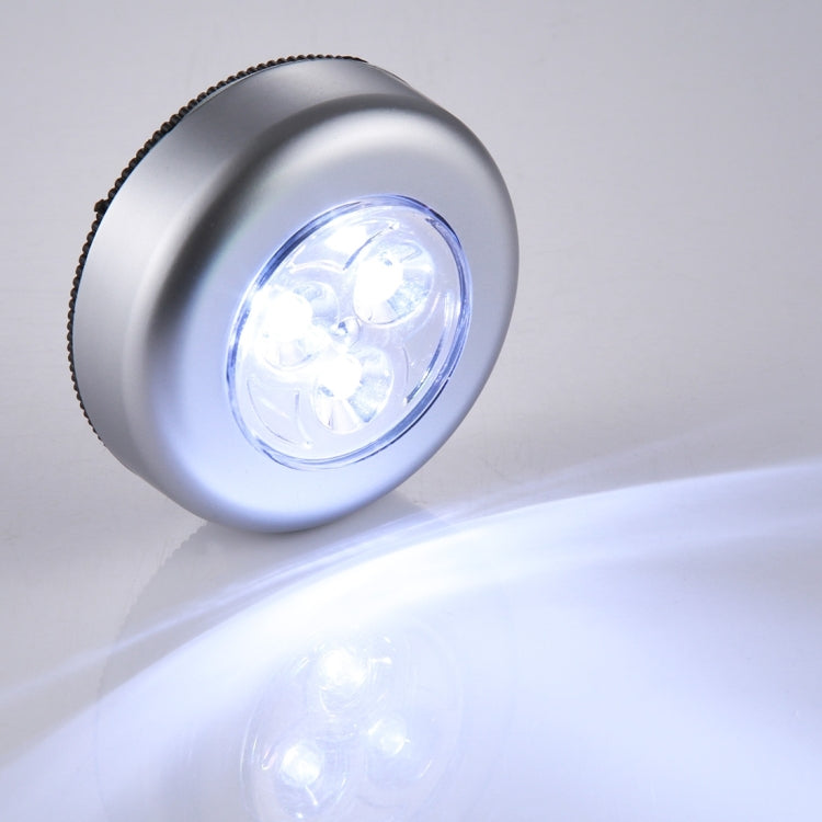 Round Shape White Light Patted LED Light, 3 LEDs Touch Car Ceiling Wall / Cabinet Light Night Light
