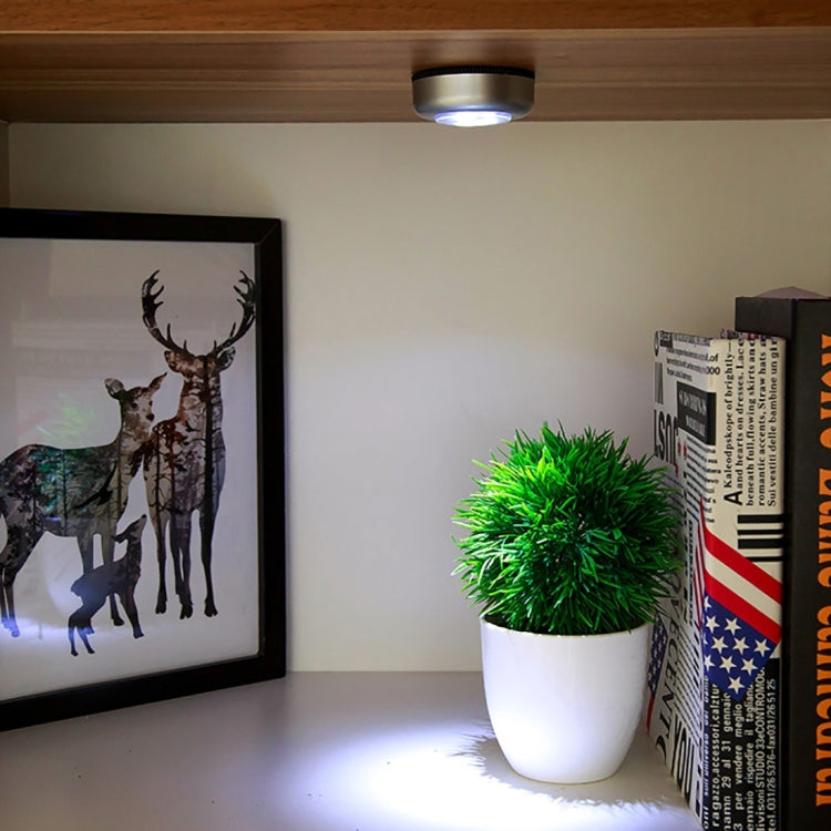 Round Shape White Light Patted LED Light, 3 LEDs Touch Car Ceiling Wall / Cabinet Light Night Light