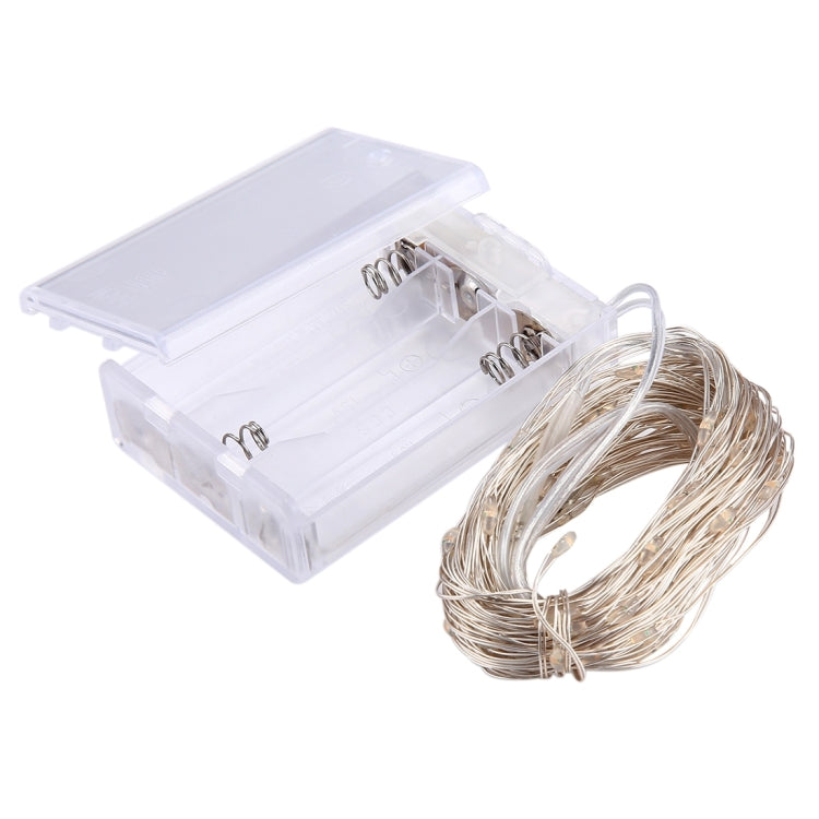 10m IP65 Waterproof Silver Wire String Light, 100 LEDs SMD 06033 x AA Batteries Box Fairy Lamp Decorative Light, DC 5V