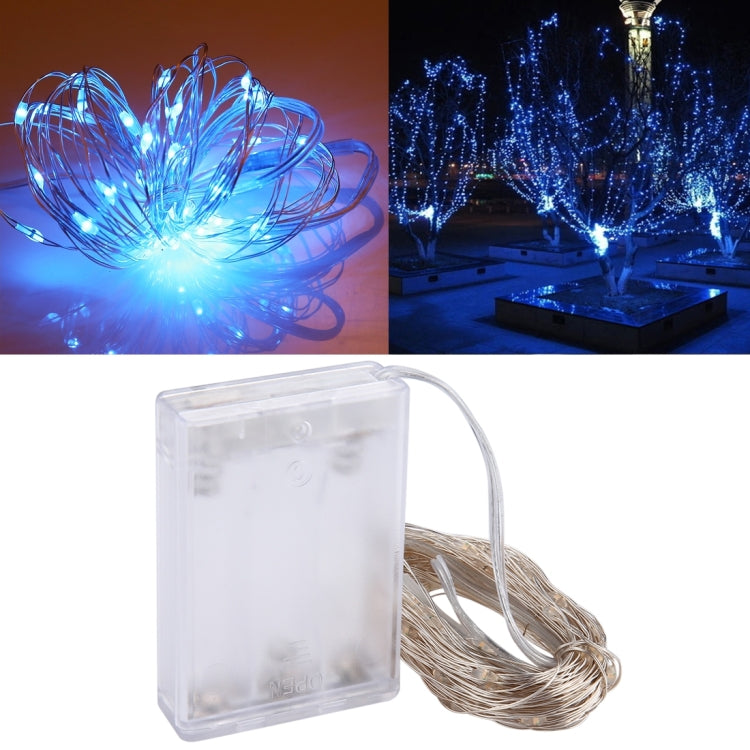 10m IP65 Waterproof Silver Wire String Light, 100 LEDs SMD 06033 x AA Batteries Box Fairy Lamp Decorative Light, DC 5V