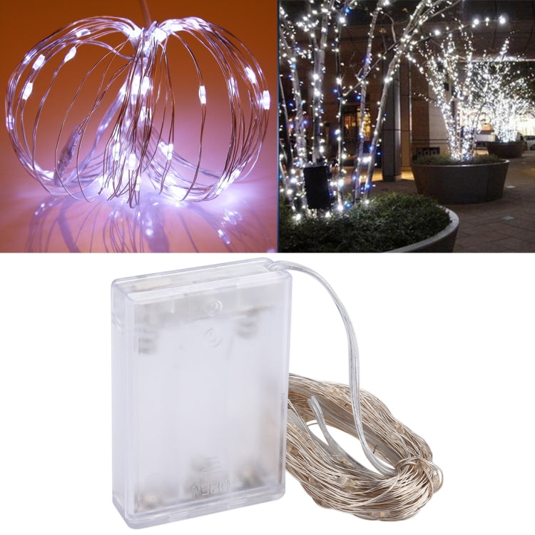 10m IP65 Waterproof Silver Wire String Light, 100 LEDs SMD 06033 x AA Batteries Box Fairy Lamp Decorative Light, DC 5V