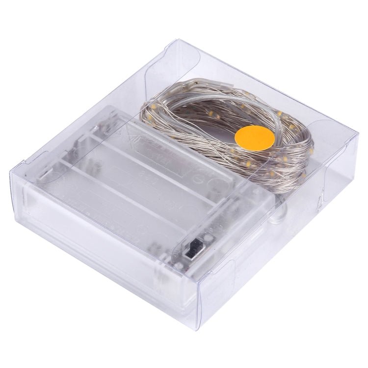 10m IP65 Waterproof Silver Wire String Light, 100 LEDs SMD 06033 x AA Batteries Box Fairy Lamp Decorative Light, DC 5V