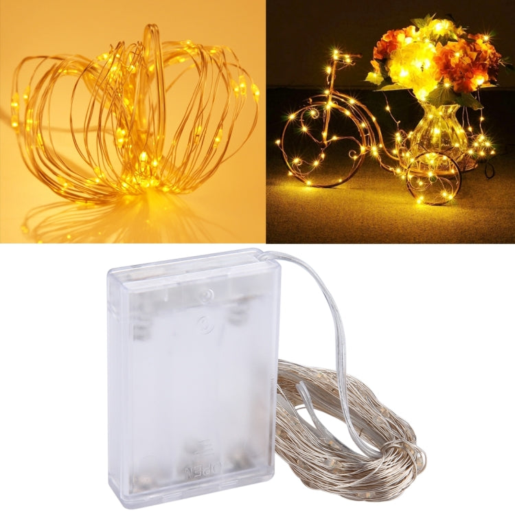 10m IP65 Waterproof Silver Wire String Light, 100 LEDs SMD 06033 x AA Batteries Box Fairy Lamp Decorative Light, DC 5V
